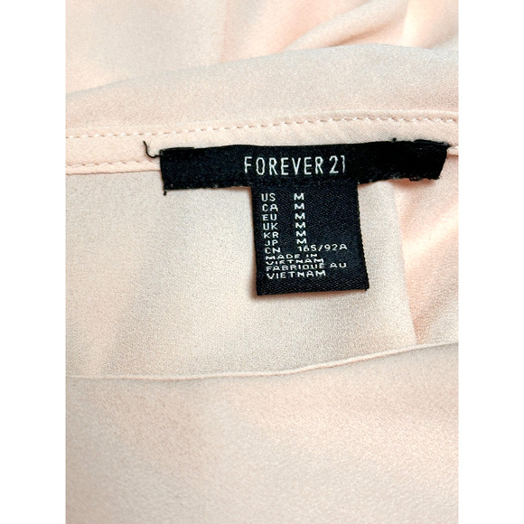 Forever 21 Peach Pleated Front Button Back Peter Pan Collar Blouse Medium - Picture 6 of 7